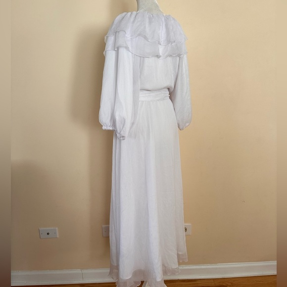 ROTATE BIRGER CHRISTENSEN Ellie White Ruffle-trimmed Georgette Midi Dress - Picture 4 of 10